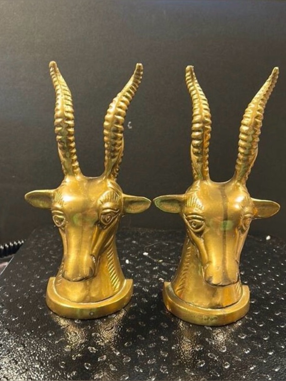 Hollywood Regency Brass Gazelle/Antelope Bookends